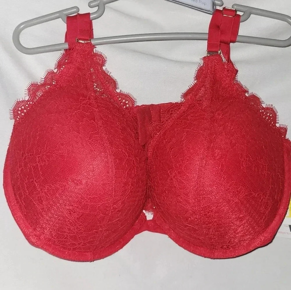 34C Gilligan & O'Malley Women's High Apex Push Up Underwire Bra Red Pop - Picture 6 of 10